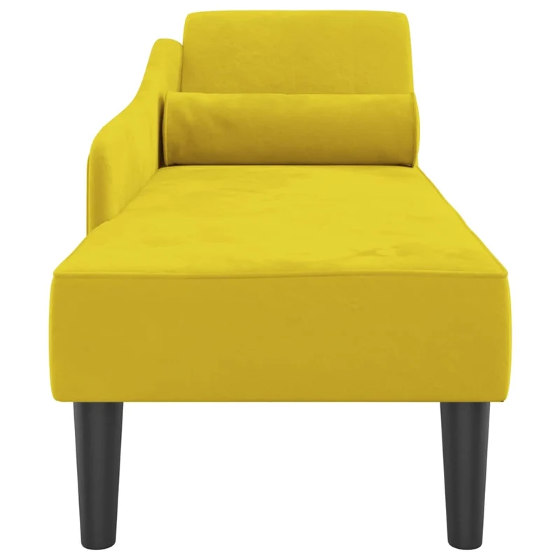 Méridienne chaise longue pour intérieur avec coussins en velours jaune DEC026084