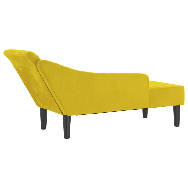 Méridienne chaise longue pour intérieur avec coussins en velours jaune DEC026084