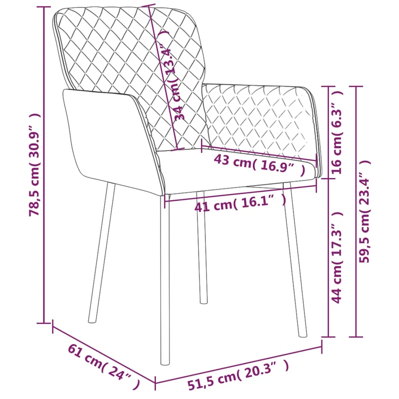 Set de 2 chaises de salle à manger en tissu velours vert foncé et métal DEC025597