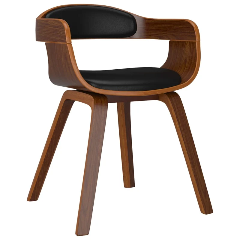 Set de 2 chaises de salle à manger en bois courbé et PVC noir DEC025547