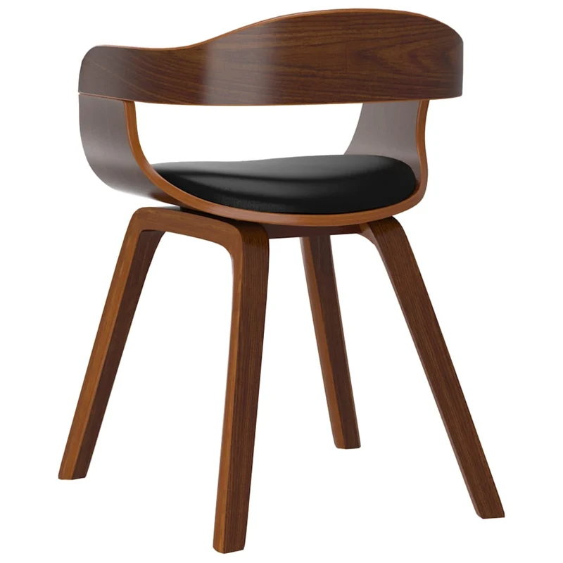 Set de 2 chaises de salle à manger en bois courbé et PVC noir DEC025547