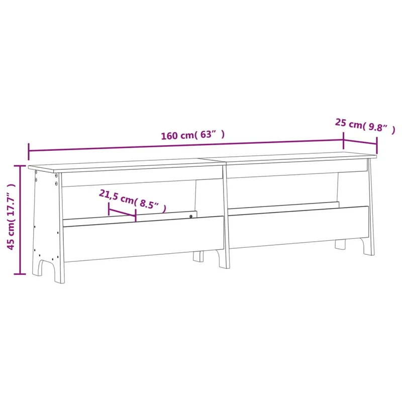 Banc banquette d'entrée 160 x 28 x 45 cm bois de pin non traité DEC024702