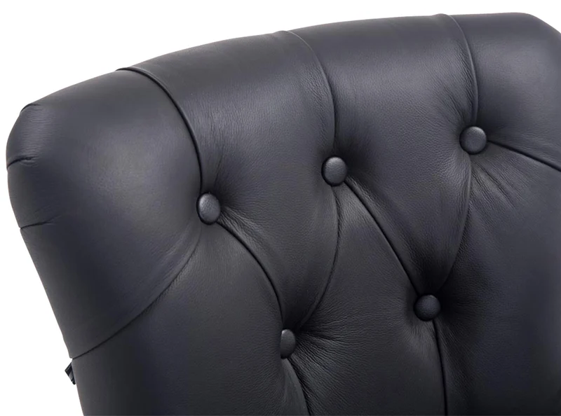 Tabouret de bar x1 avec assise en cuir véritable bois véritable cuir noir 10_0005053