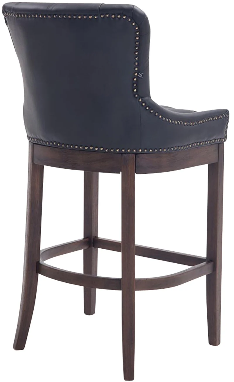 Tabouret de bar x1 avec assise en cuir véritable bois véritable cuir noir 10_0005053