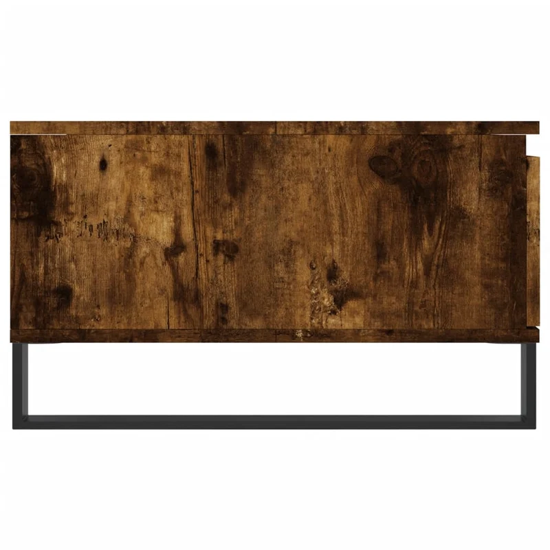 Table basse design rustique avec 2 compartiments 90 x 60 x 35 cm bois d'ingénierie marron et fer DEC038555