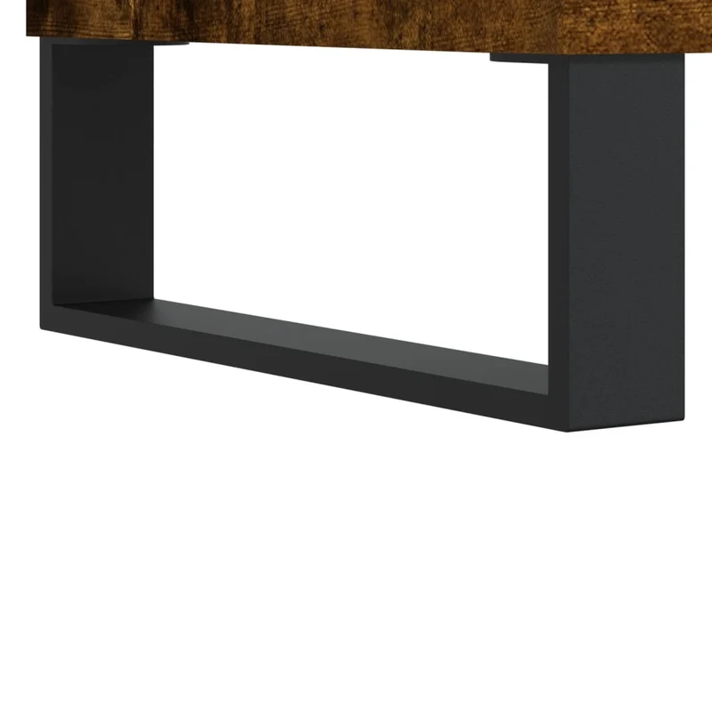 Table basse design rustique avec 2 compartiments 90 x 60 x 35 cm bois d'ingénierie marron et fer DEC038555
