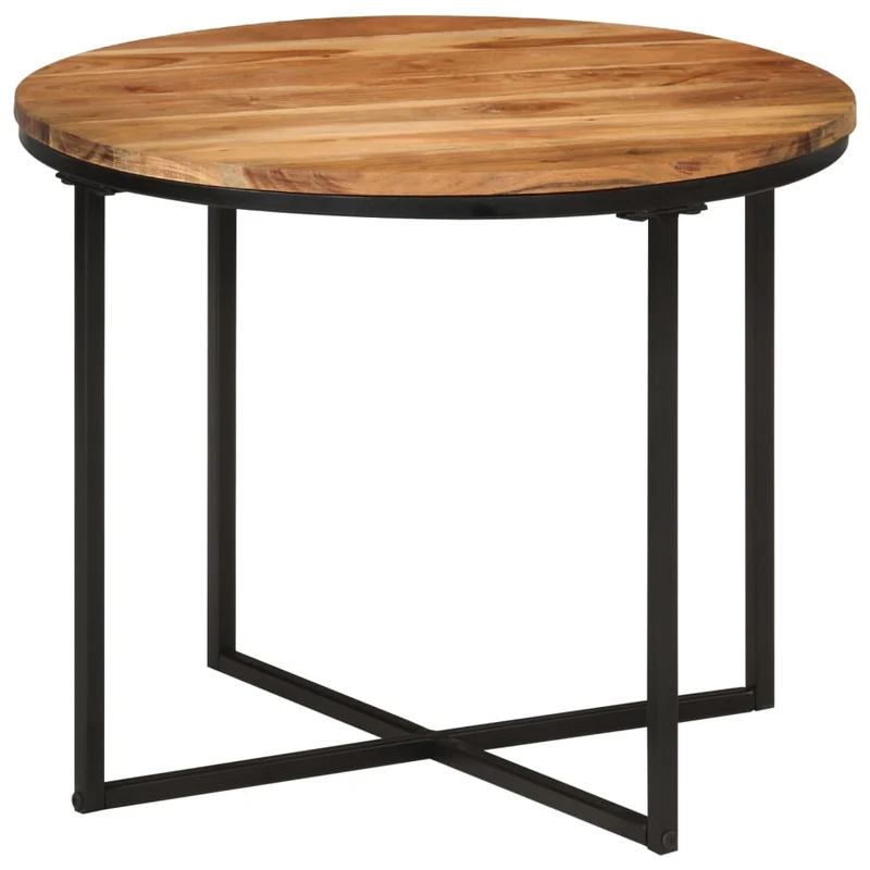 Table basse de salon design moderne 55 x 55 x 45 cm bois massif acacia et fer marron DEC037092