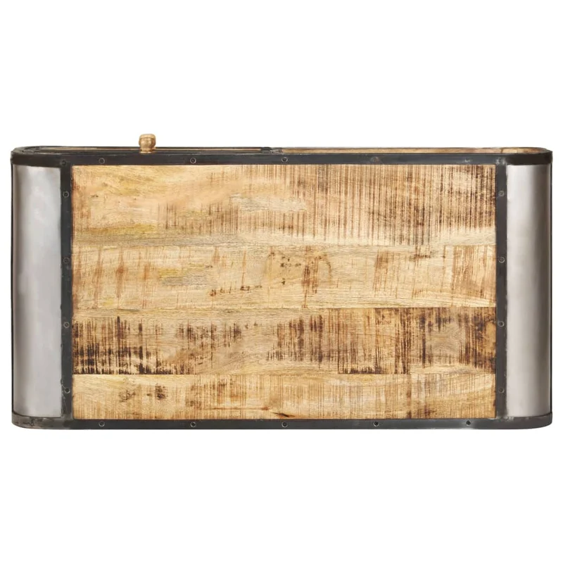 Table basse de salon design moderne avec tiroirs 100 x 50 x 35 cm bois de manguier et fer DEC036921
