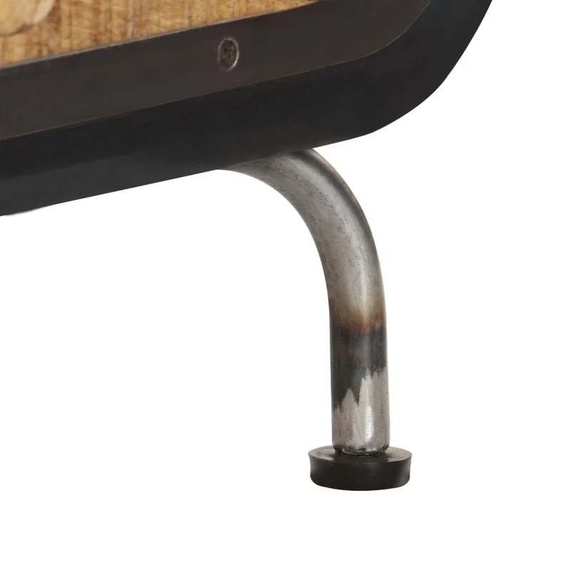 Table basse de salon design moderne avec tiroirs 100 x 50 x 35 cm bois de manguier et fer DEC036921