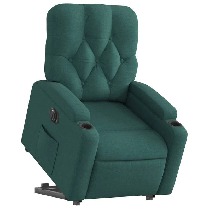 Fauteuil relax TV fonction de levage électrique très confortable en tissu vert foncé DEC028592