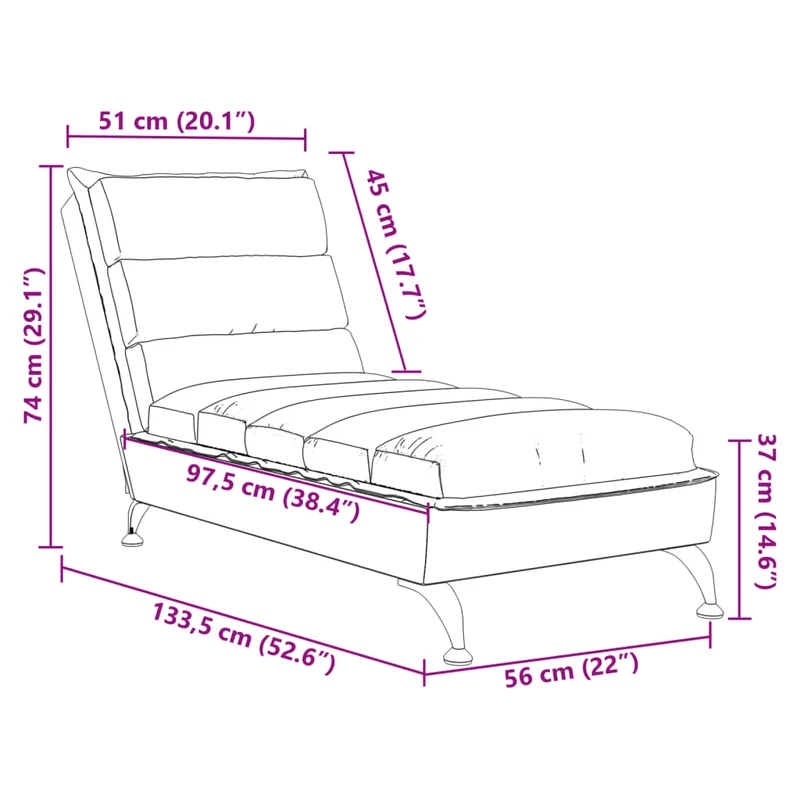 Méridienne chaise longue pour intérieur avec coussins en tissu noir DEC026088