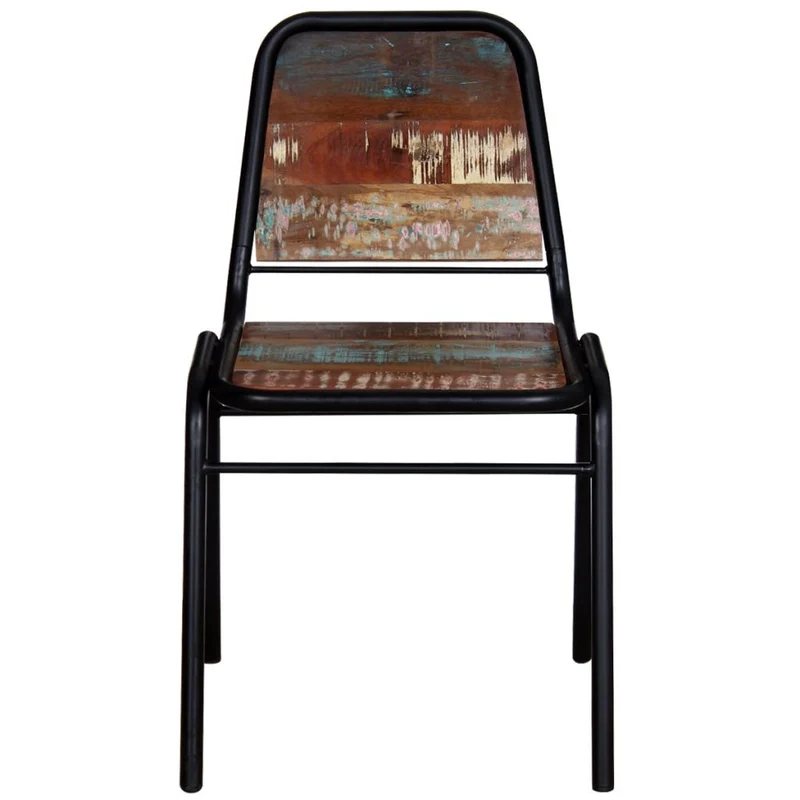 Lot de 4 chaises de salle à manger cuisine style industriel bois de récupération solide CDS021331
