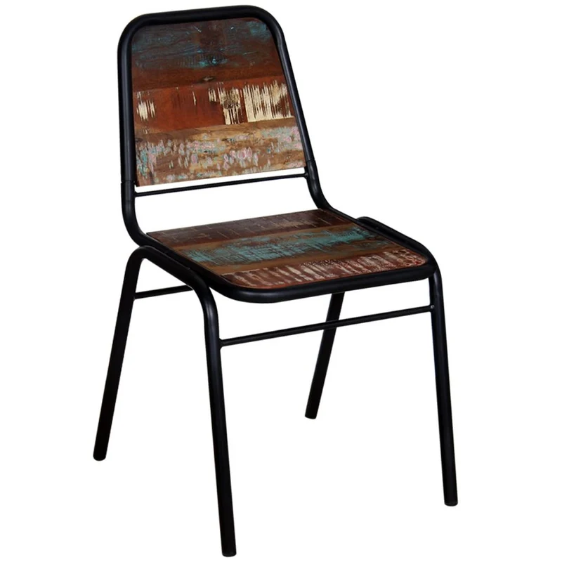 Lot de 6 chaises de salle à manger cuisine style industriel bois de récupération solide CDS022243