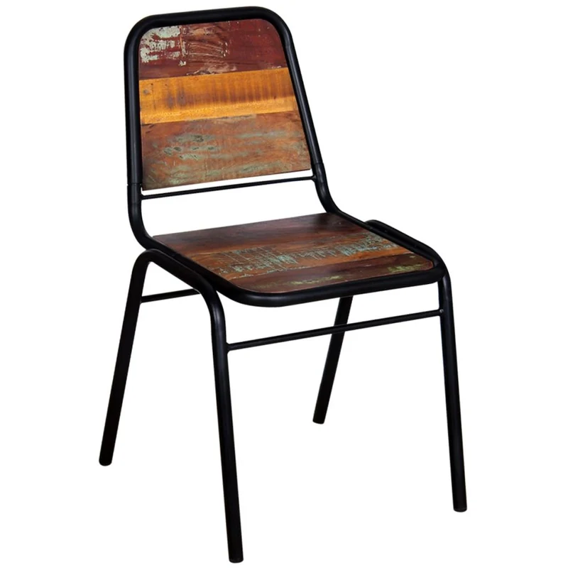 Lot de 6 chaises de salle à manger cuisine style industriel bois de récupération solide CDS022243