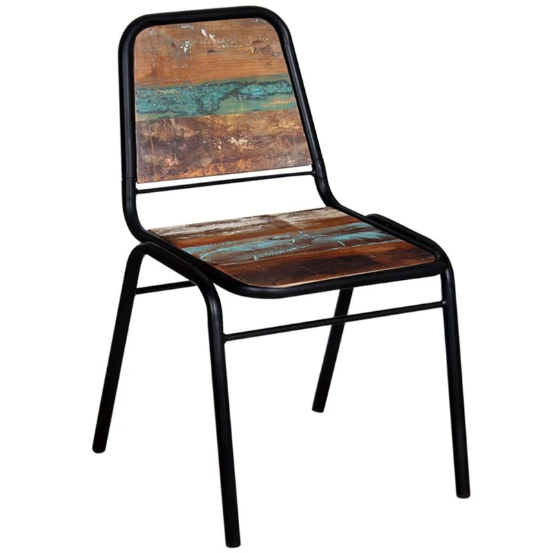 Lot de 6 chaises de salle à manger cuisine style industriel bois de récupération solide CDS022243