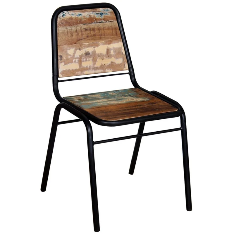Lot de 6 chaises de salle à manger cuisine style industriel bois de récupération solide CDS022243