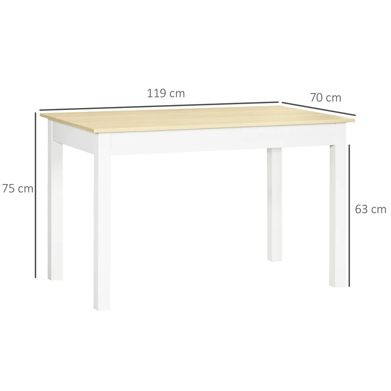 Table de salle à manger 119 x 70 x 75 cm spacieuse 4 à 6 personnes design moderne épuré en panneaux de particules chêne 21_0002331