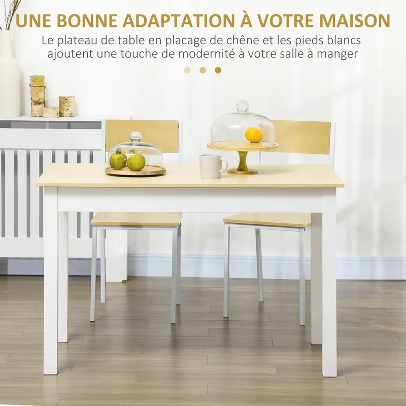 Table de salle à manger 119 x 70 x 75 cm spacieuse 4 à 6 personnes design moderne épuré en panneaux de particules chêne 21_0002331