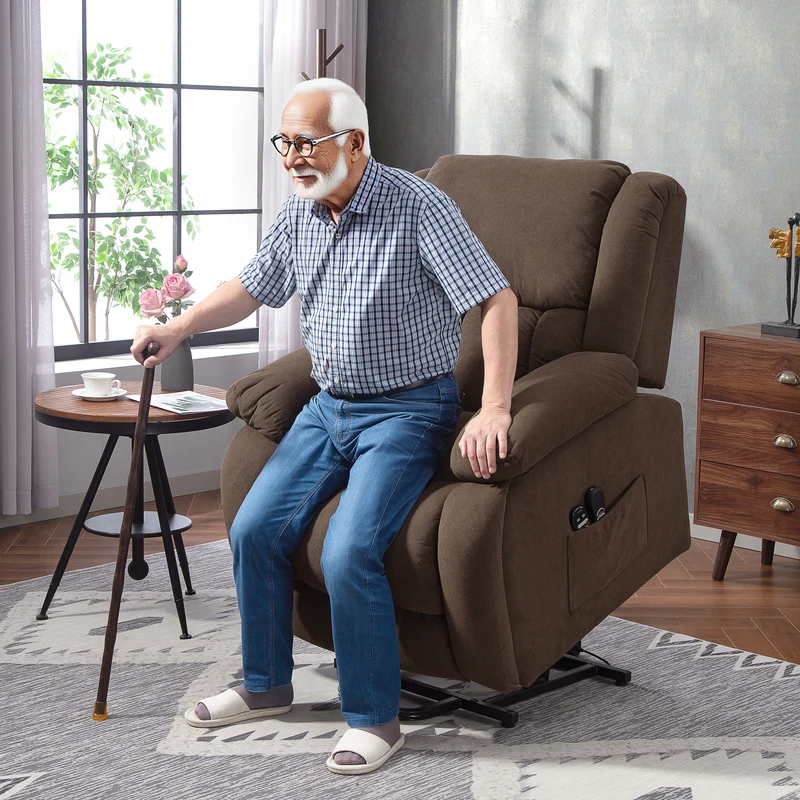 Fauteuil releveur électrique 93 x 104 x 100 cm 8 points massage chauffage lombaire cosy moderne en velours marron 21_0000909