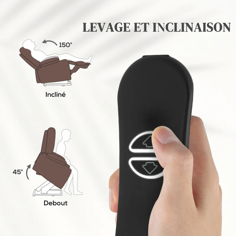 Fauteuil releveur électrique 93 x 104 x 100 cm 8 points massage chauffage lombaire cosy moderne en velours marron 21_0000909