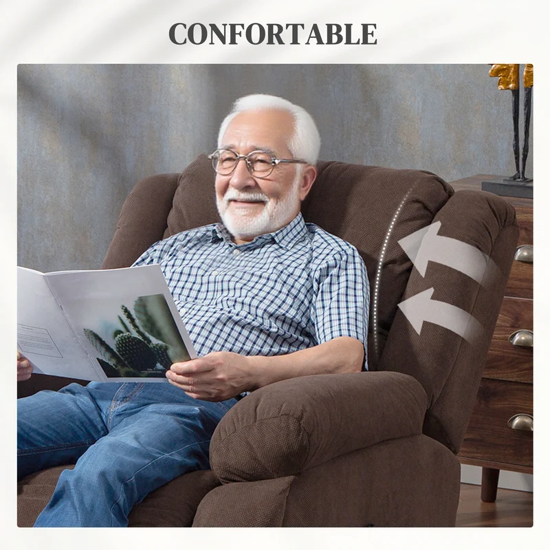 Fauteuil releveur électrique 93 x 104 x 100 cm 8 points massage chauffage lombaire cosy moderne en velours marron 21_0000909