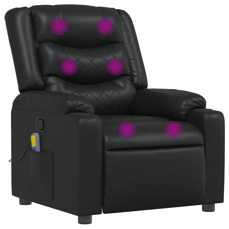 Fauteuil de relaxation TV fonction massage inclinable 6 points de massage en PVC noir DEC027039