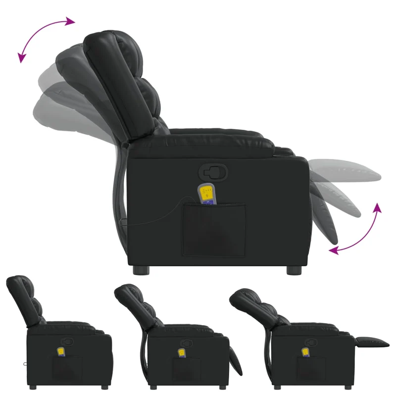Fauteuil de relaxation TV fonction massage inclinable 6 points de massage en PVC noir DEC027039