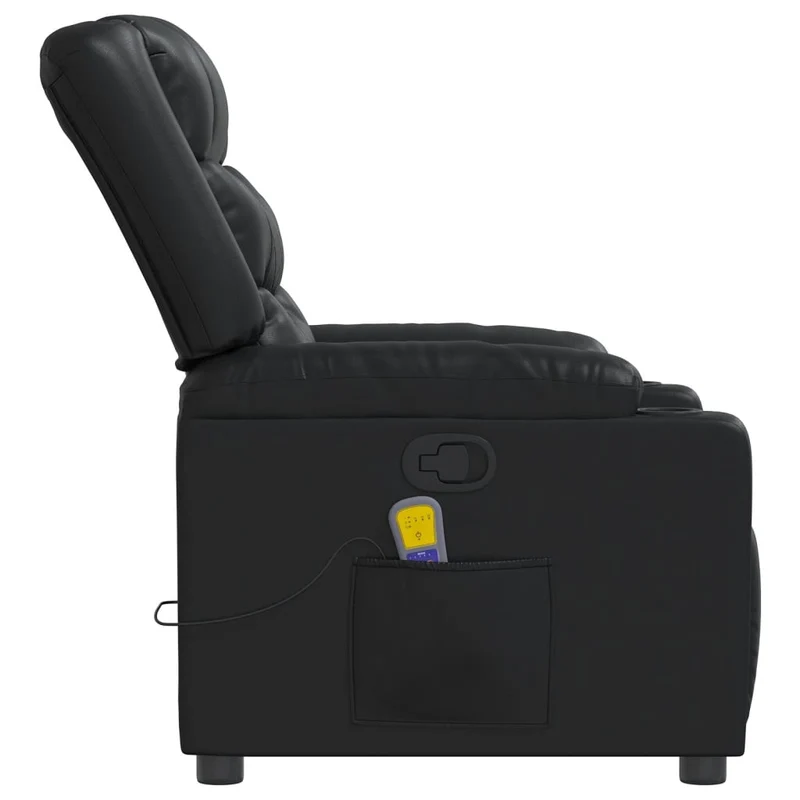 Fauteuil de relaxation TV fonction massage inclinable 6 points de massage en PVC noir DEC027039