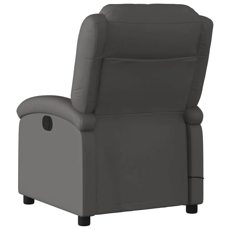 Fauteuil de relaxation TV fonction massage inclinable 6 points de massage en cuir véritable gris DEC026935
