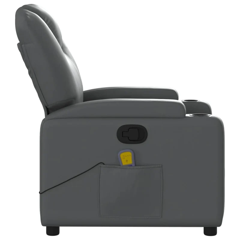 Fauteuil de relaxation TV fonction massage inclinable 6 points de massage en PVC gris DEC026972