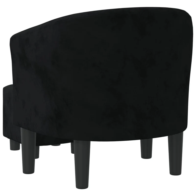 Fauteuil lounge design moderne avec repose-pieds dossier arrondi en velours noir DEC026841