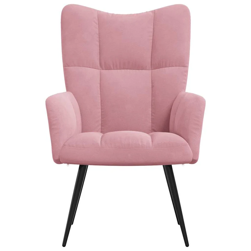 Fauteuil lounge chaise de canapé design moderne en velours rose DEC026755