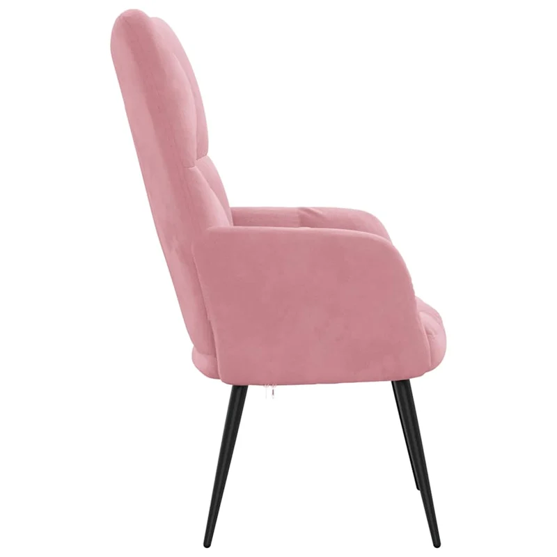 Fauteuil lounge chaise de canapé design moderne en velours rose DEC026755
