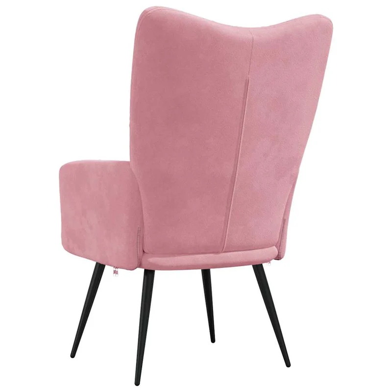 Fauteuil lounge chaise de canapé design moderne en velours rose DEC026755