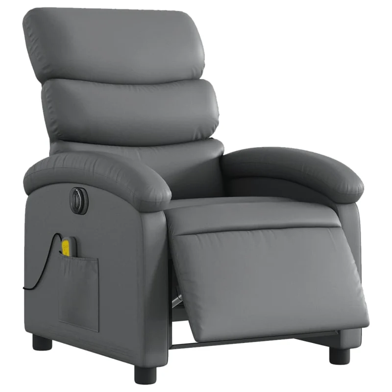 Fauteuil de relaxation TV fonction massage inclinable électrique 6 points de massage en PVC gris DEC027181
