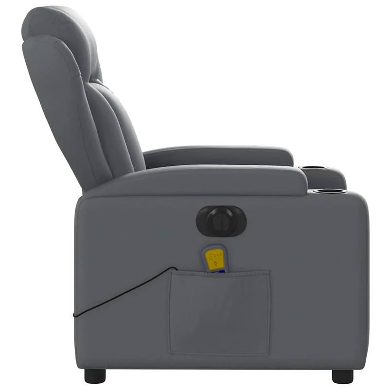 Fauteuil de relaxation TV fonction massage inclinable électrique 6 points de massage en PVC gris DEC027175