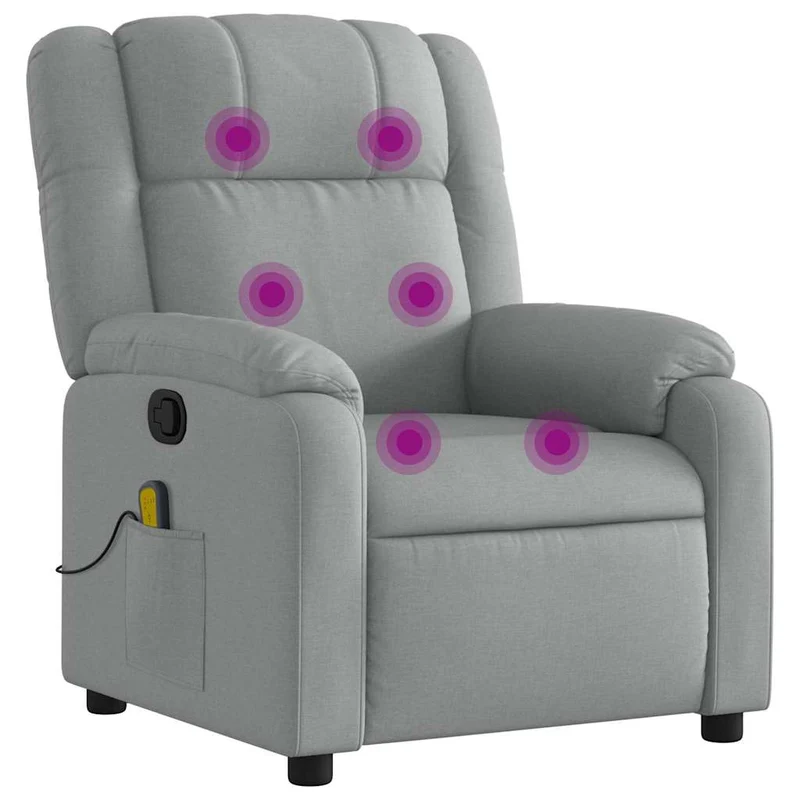 Fauteuil de relaxation TV fonction massage inclinable 6 points de massage en tissu gris clair DEC026908