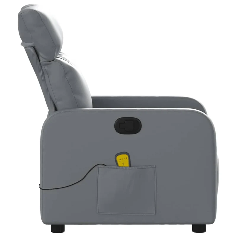 Fauteuil de relaxation TV fonction massage inclinable 6 points de massage en PVC gris DEC026976