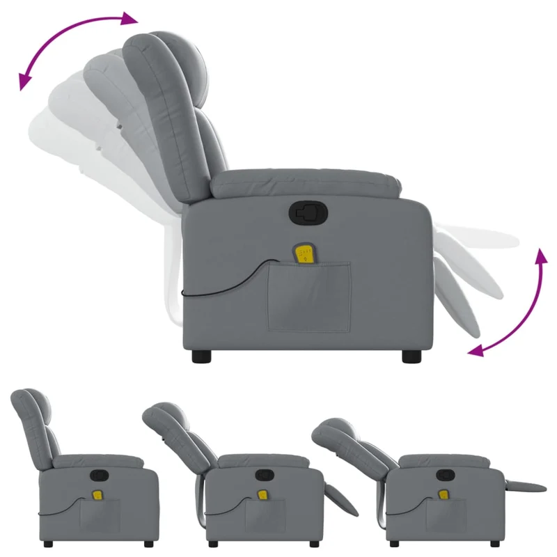 Fauteuil de relaxation TV fonction massage inclinable 6 points de massage en PVC gris DEC026980