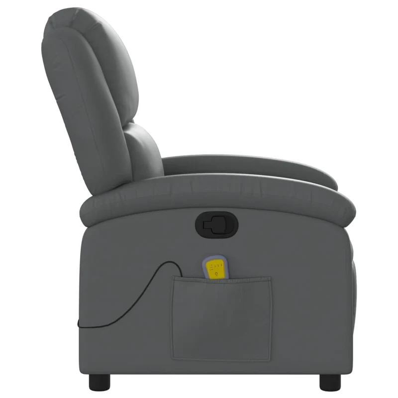 Fauteuil de relaxation TV fonction massage inclinable 6 points de massage en PVC gris DEC026969