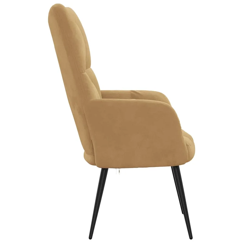 Fauteuil lounge chaise de canapé design moderne en velours marron DEC026723