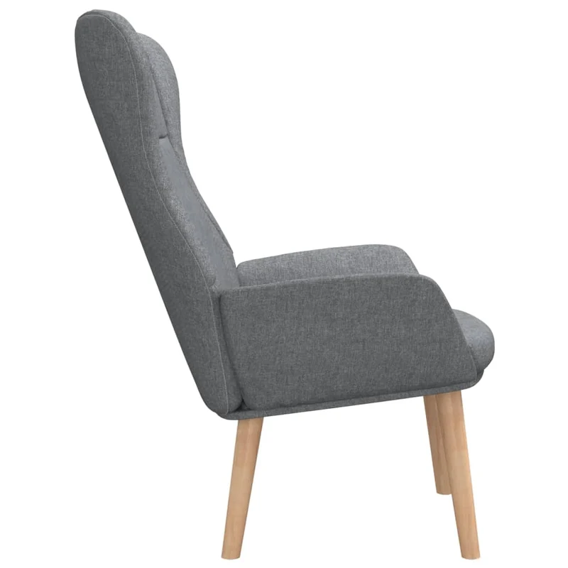 Fauteuil lounge chaise de canapé chambre design moderne en tissu gris clair et bois DEC026665