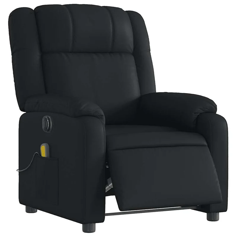Fauteuil de relaxation TV fonction massage inclinable électrique 6 points de massage en PVC noir DEC027219