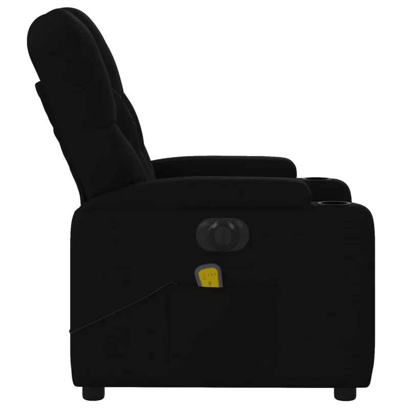 Fauteuil de relaxation TV fonction massage inclinable électrique massage par vibrations par 6 points en tissu noir DEC027221