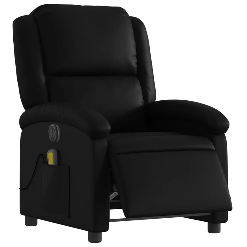 Fauteuil de relaxation TV fonction massage inclinable électrique en PVC noir DEC027213