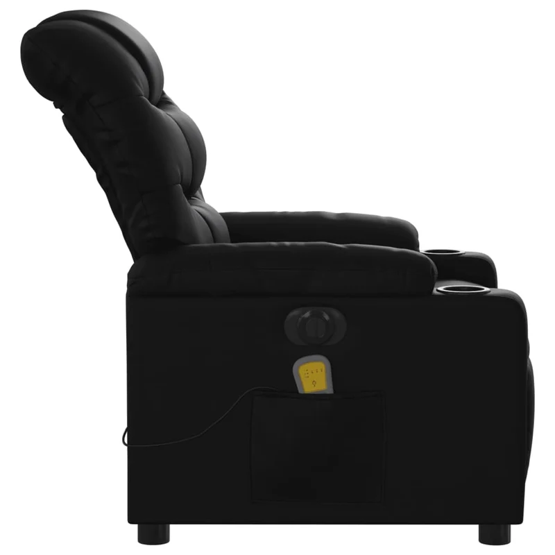 Fauteuil de relaxation TV fonction massage inclinable électrique 6 points de massage en PVC noir DEC027211