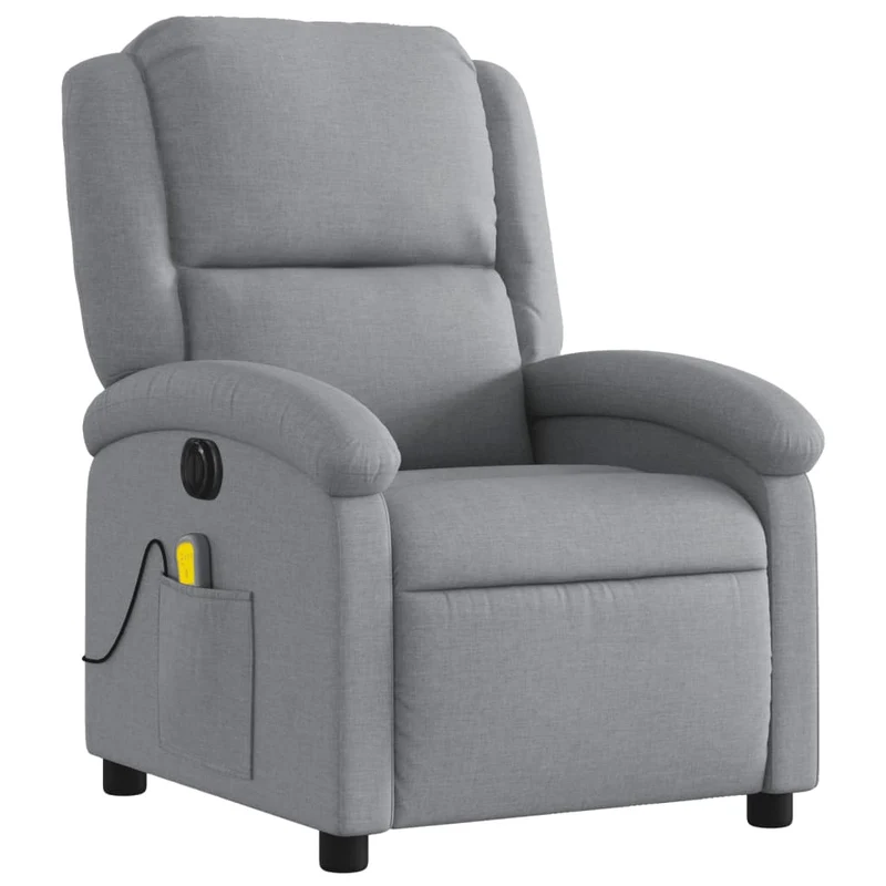 Fauteuil de relaxation TV fonction massage inclinable électrique 6 points de massage en tissu gris clair DEC027169