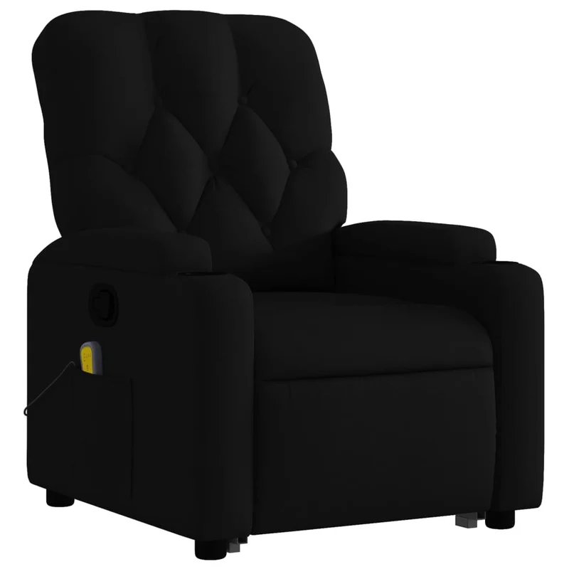 Fauteuil de relaxation TV fonction massage inclinable massage par vibrations par 6 points en tissu noir DEC027067
