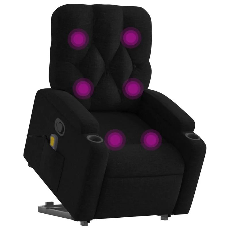 Fauteuil de relaxation TV fonction massage inclinable massage par vibrations par 6 points en tissu noir DEC027067