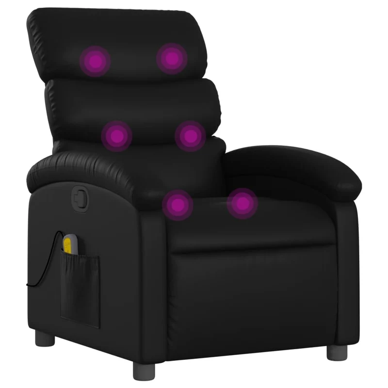Fauteuil de relaxation TV fonction massage inclinable 6 points de massage en PVC noir DEC027040